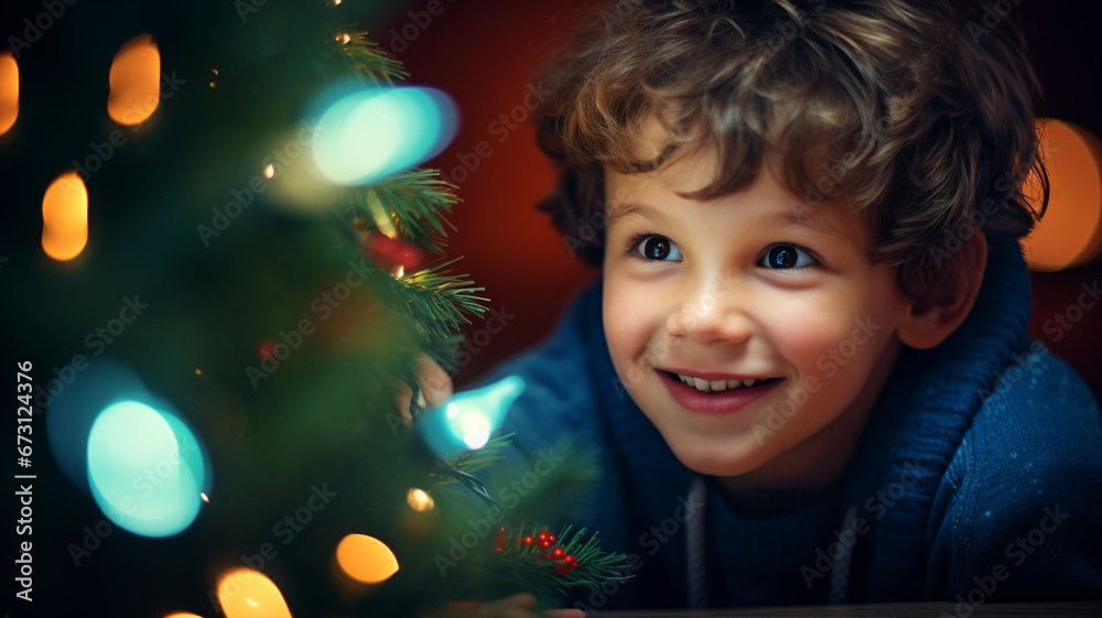 Children smile happily on Christmas Eve night. Children smile happily on Christmas Eve night.