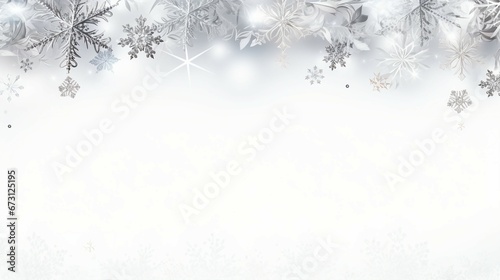 Christmas Silver Snowflakes Frame Holiday Background Seasonal Festive Design