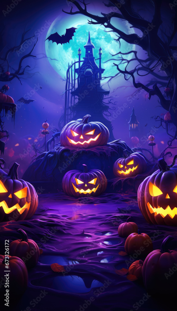Halloween pumpkins with neon lights wallpaper Halloween pumpkins with neon lights wallpaper