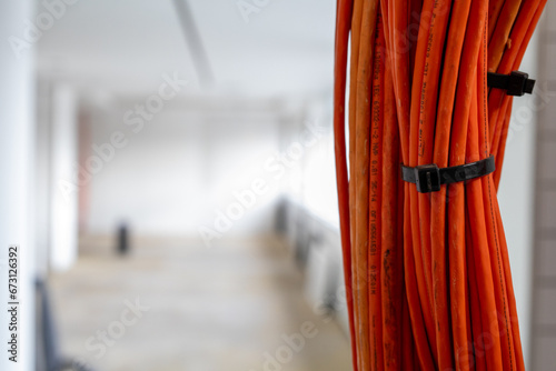Fiber optic cable prepared for connection. photo