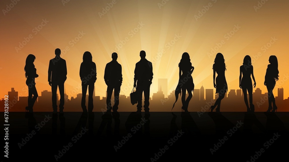 Fototapeta premium Silhouettes of men and women Generative AI 
