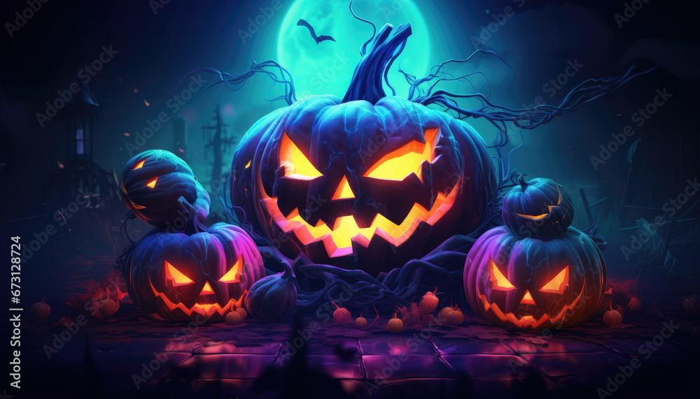 Photo with neon lights for Halloween background design Photo with neon lights for Halloween background design