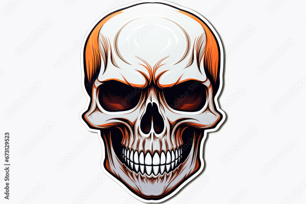 Skeleten head sticker isolated on a white background