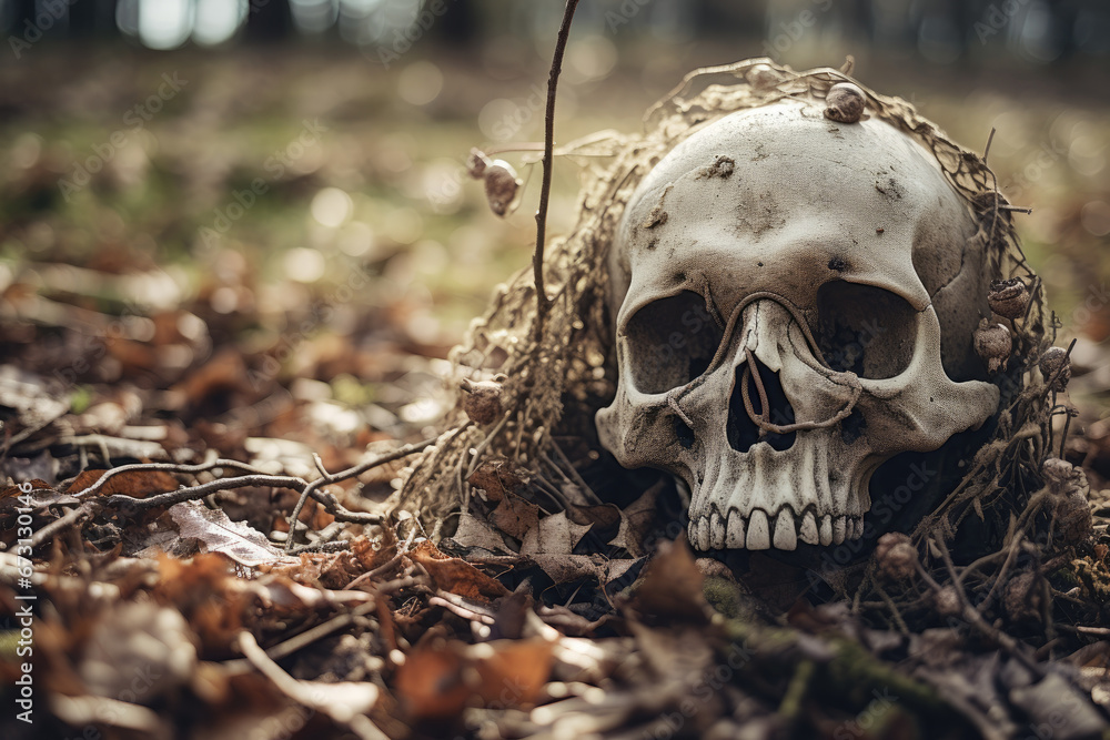 Surreal photo of skeleton skull head Surreal photo of skeleton skull head
