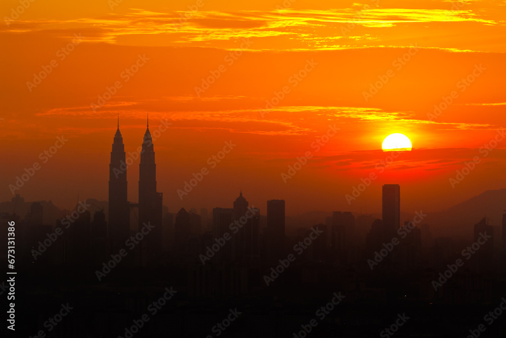 Kuala Lumpur, Malaysia city in silhouette