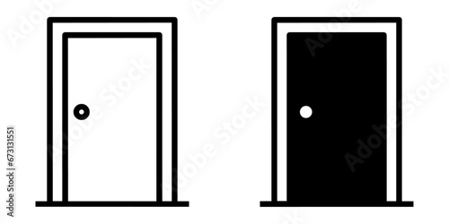 ofvs492 OutlineFilledVectorSign ofvs - door vector icon . closed door sign . isolated transparent . black outline and filled version . AI 10 / EPS 10 / PNG . g11835