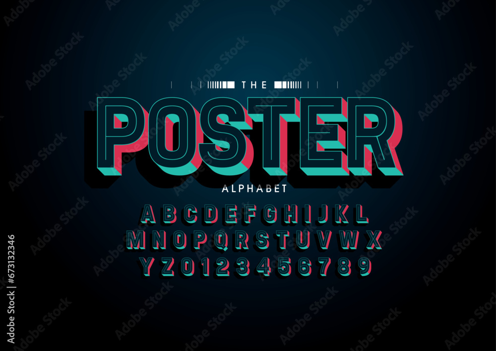 Obraz premium Vector of stylized modern font and alphabet