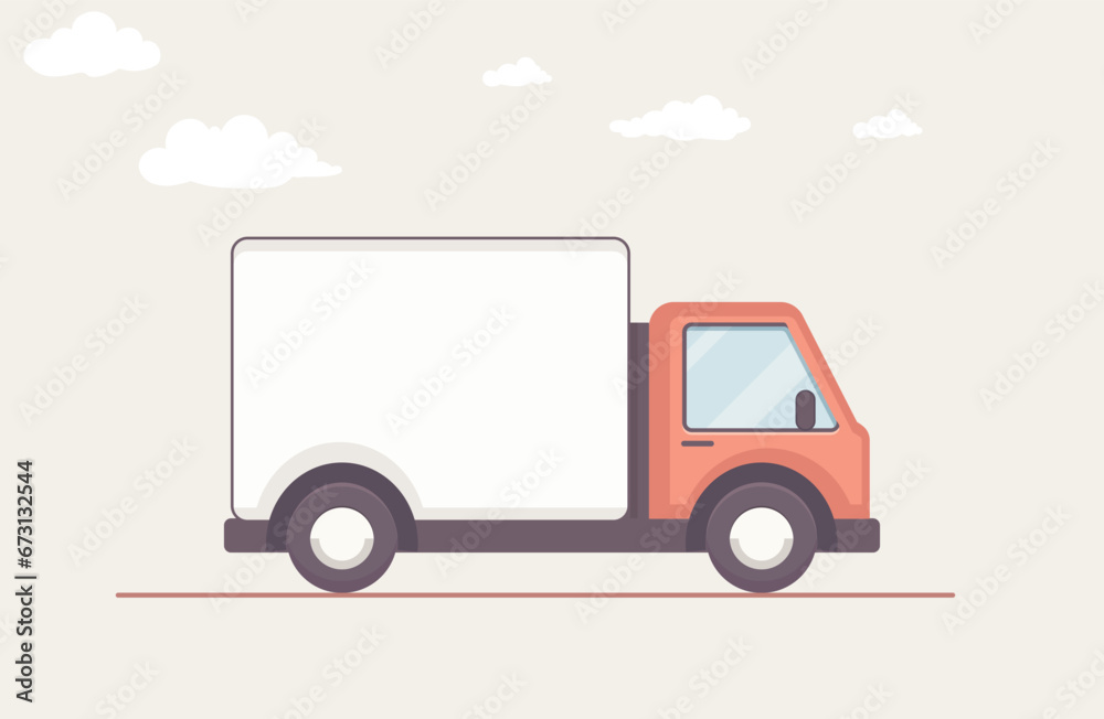 truck with a trailer, delivery van, truck illustration