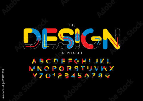 Vector of stylized modern font and alphabet