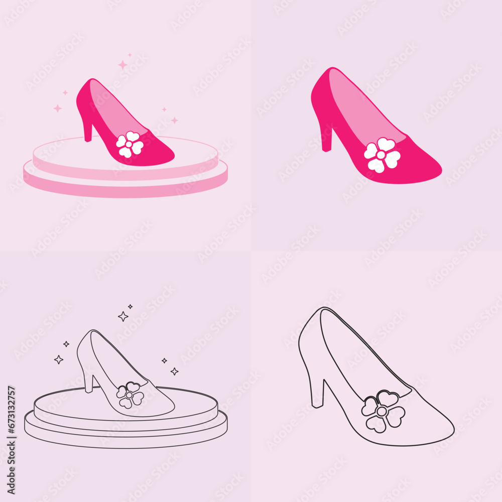 High heels shoe vector icon, Women's shoe glyph icon. Symbol, logo illustration.Woman shoes vector icons isolated on pink background.Fashion footwear design.Shoes collection High heels shoe vector icon, Women's shoe glyph icon. Symbol, logo illustration.Woman shoes vector icons isolated on pink background.Fashion footwear design.Shoes collection