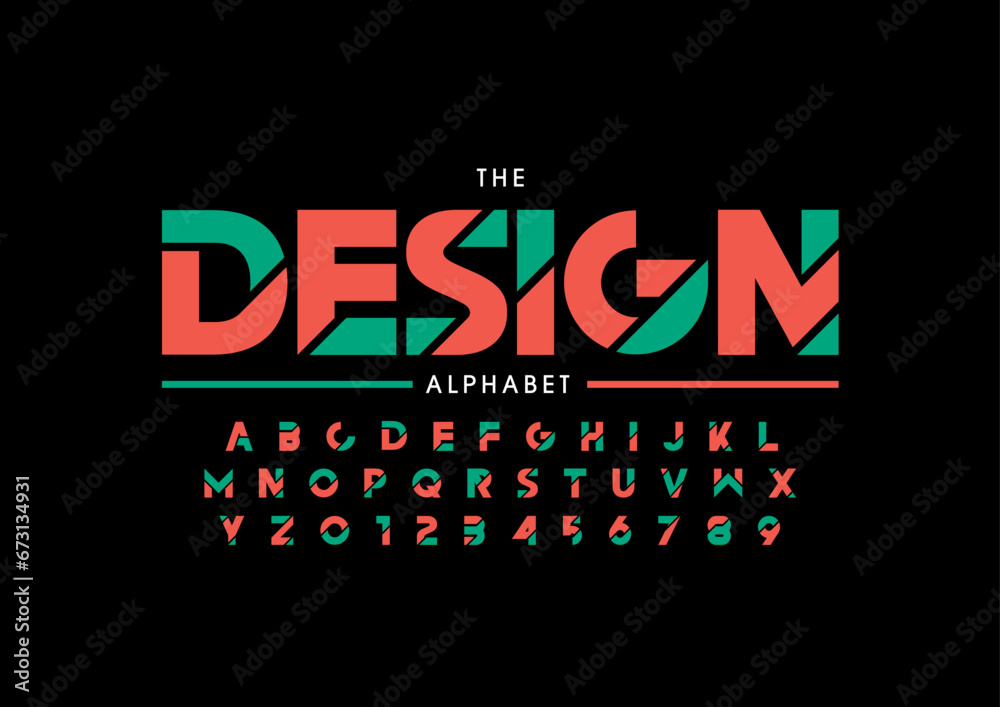 Vector of stylized modern font and alphabet Vector of stylized modern font and alphabet