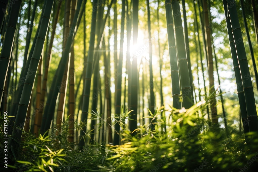 sun shining through bamboo plants in a japanese garden. nature, freedom, harmony. symbol of healthy lifestyle. sun shining through bamboo plants in a japanese garden. nature, freedom, harmony. symbol of healthy lifestyle.