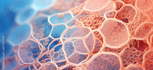 Fotografia 3d Rendering Of Skin Cell Structure, Human Skin Texture Background