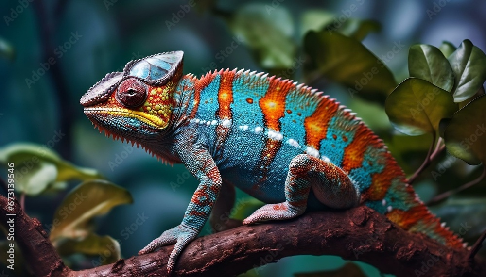 Blue chameleon on a branch Blue chameleon on a branch