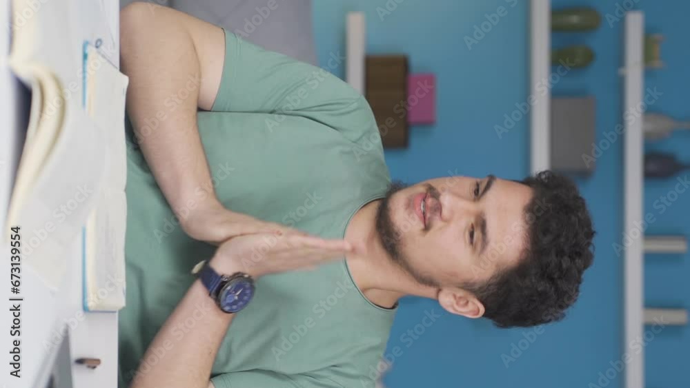 Vertical video of The male student who came to my lessons happy. Vertical video of The male student who came to my lessons happy.