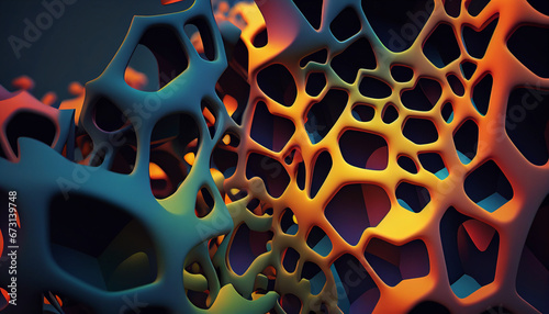 Voronoi blocks background in abstract extrusion