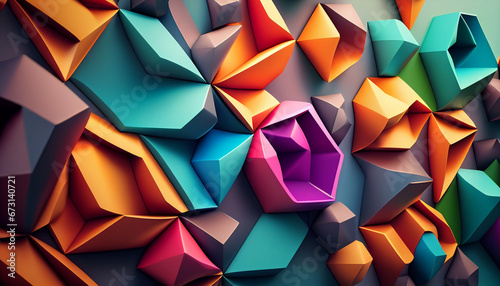 vibrant background with three-dimensional geometric shapes