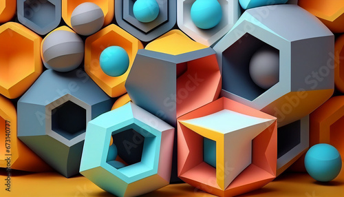 vibrant background with three-dimensional geometric shapes