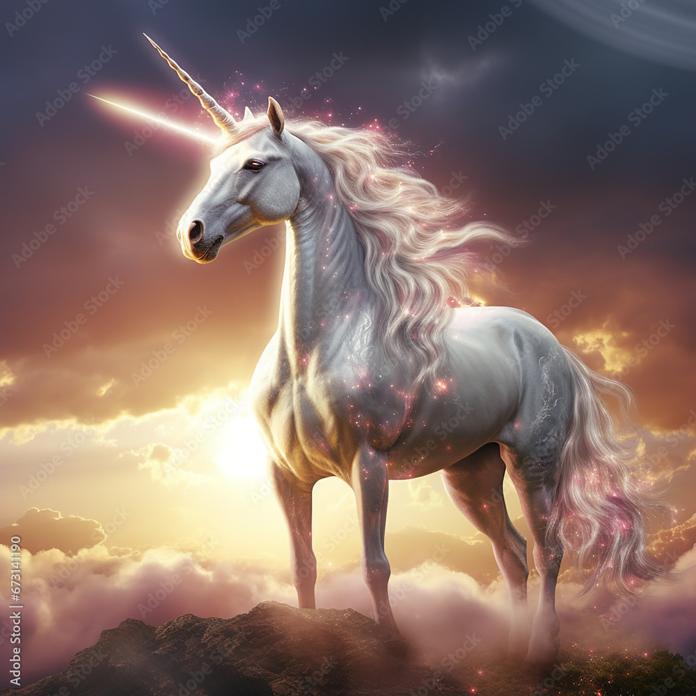 a Bright and beautiful Unicorn glowing in heaven created with Generative Ai a Bright and beautiful Unicorn glowing in heaven created with Generative Ai