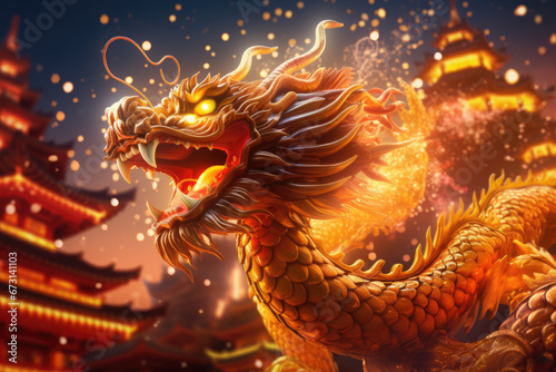 Happy chinese new year 2024   the glowing dragon zodiac