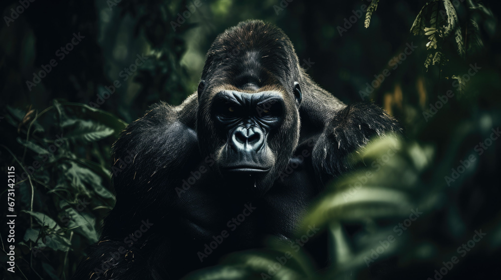 Obraz premium Majestic Gorilla in the Dense Rainforest