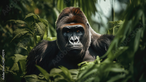 Majestic Gorilla in the Dense Rainforest