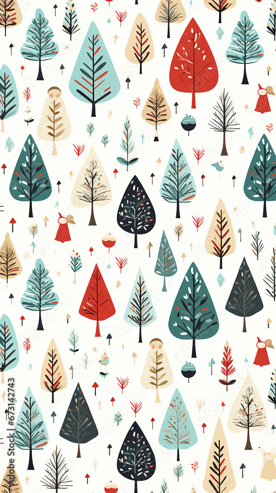 christmas pattern illustration white background created with Generative Ai christmas pattern illustration white background created with Generative Ai