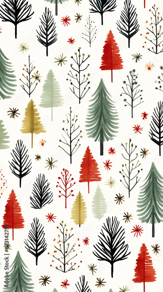 christmas pattern illustration white background created with Generative Ai christmas pattern illustration white background created with Generative Ai