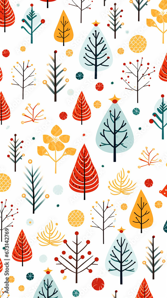 christmas pattern illustration white background created with Generative Ai