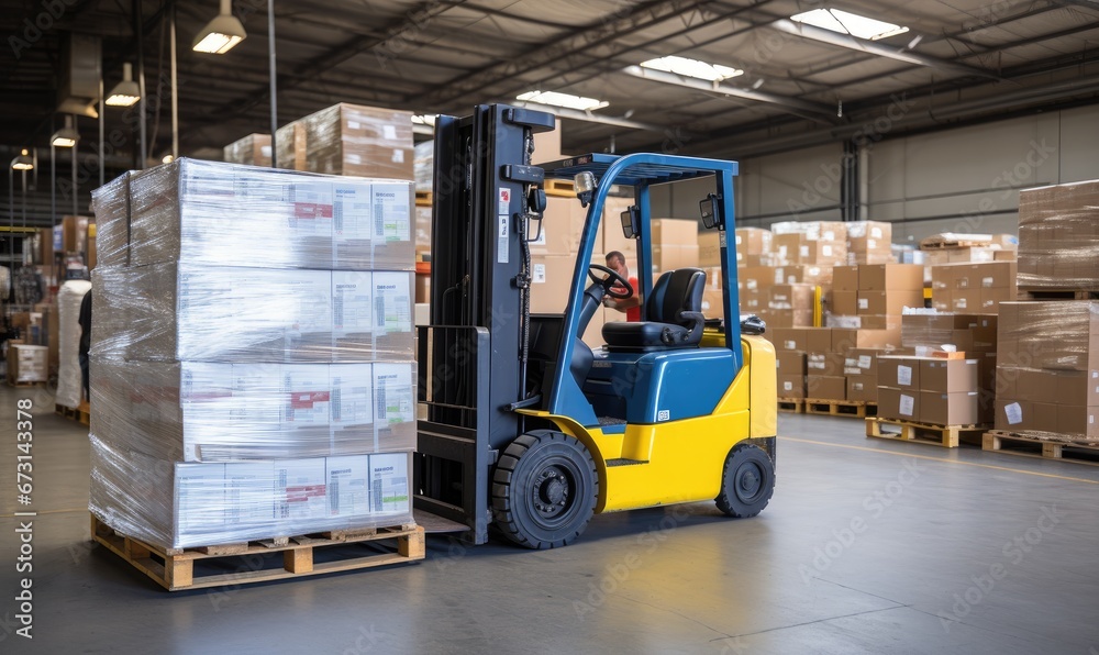 A Productive Forklift in a Busy Warehouse