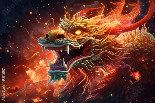 Happy chinese new year 2024 , the glowing dragon zodiac © Kien