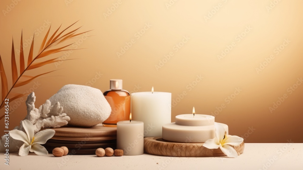 accessories for spa procedures on the table background. accessories for spa procedures on the table background.