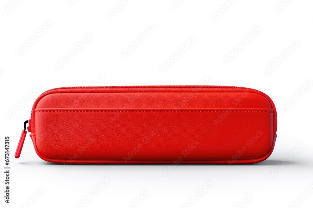 red pencil case mockup on white background red pencil case mockup on white background