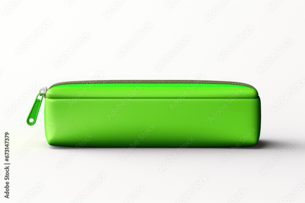 green fabric pencil case mockup on white background green fabric pencil case mockup on white background