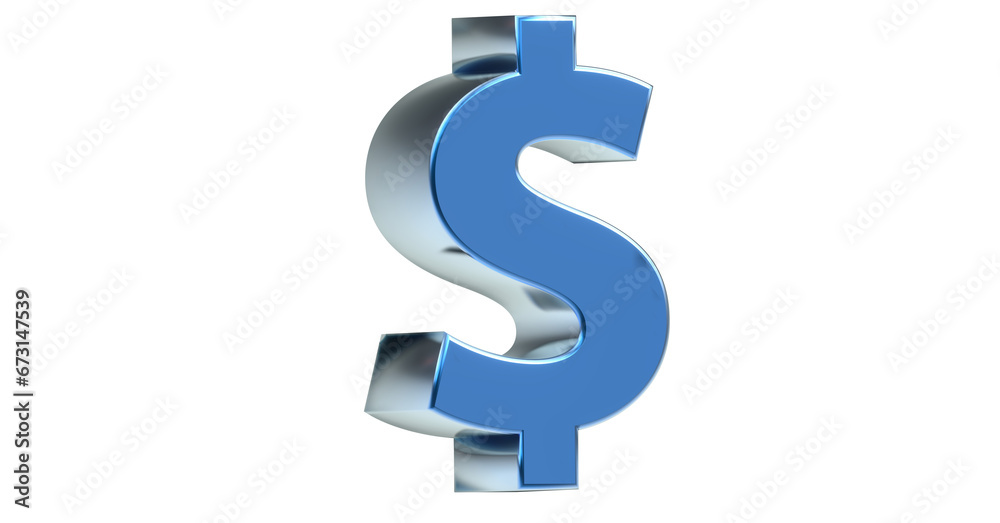 Dollar blaues plakatives 3D-Zeichen, Währung, Icon, Geld, Amerikanischer Dollar, United States Dollar, Devisen, Wirtschaft, Finanzen, Zahlungsmittel, Banknoten, Münzen, Rendering, Freisteller - obrazy, fototapety, plakaty 