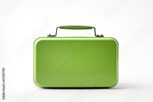 green lunch box mockup for meal on white background, container for food