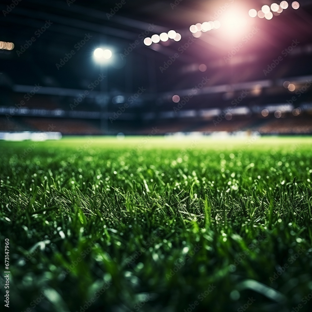Field of Dreams: Soccer Stadium's Lush Lawn Glows Under Evening Lights.