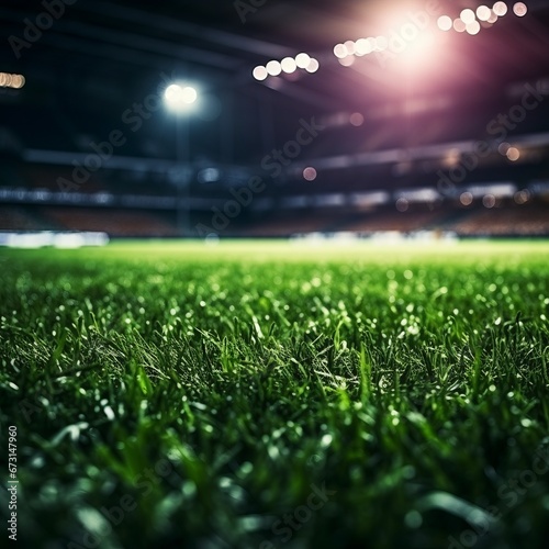 Field of Dreams: Soccer Stadium's Lush Lawn Glows Under Evening Lights.