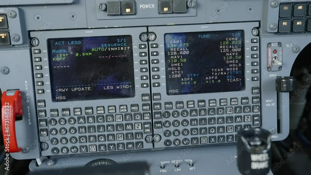 Aircraft control console displaying radar and navigation data on full-color, active matrix screen of premium jet Hawker 750 Aircraft control console displaying radar and navigation data on full-color, active matrix screen of premium jet Hawker 750