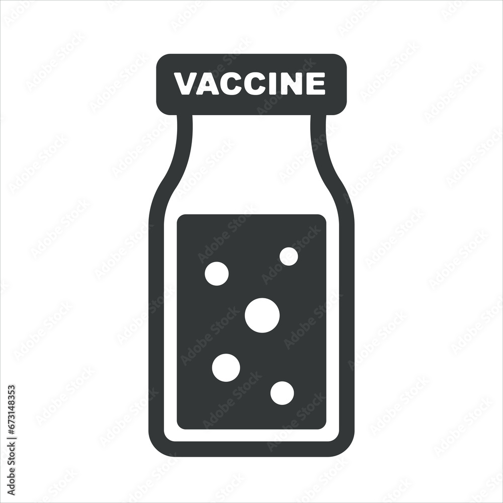 Naklejka premium Vaccine bottle vector icon. medical and pharmaceutical design element. isolated vaccination and immunization vector symbol in flat style