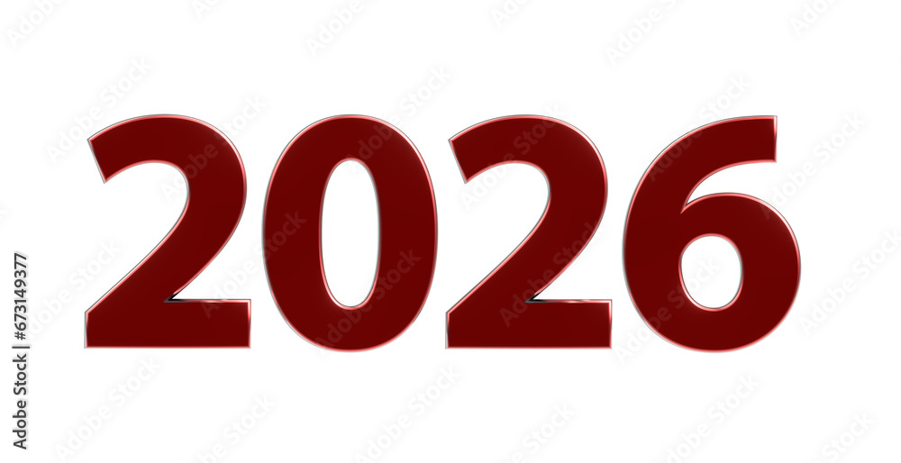 2026 plakative metallische 3D-Schrift, rot, Jahreszahl, Kalender, Perspektive, Nummer, Jubiläum, Neujahr, Jahreswechsel, Freisteller, Alphakanal 2026 plakative metallische 3D-Schrift, rot, Jahreszahl, Kalender, Perspektive, Nummer, Jubiläum, Neujahr, Jahreswechsel, Freisteller, Alphakanal