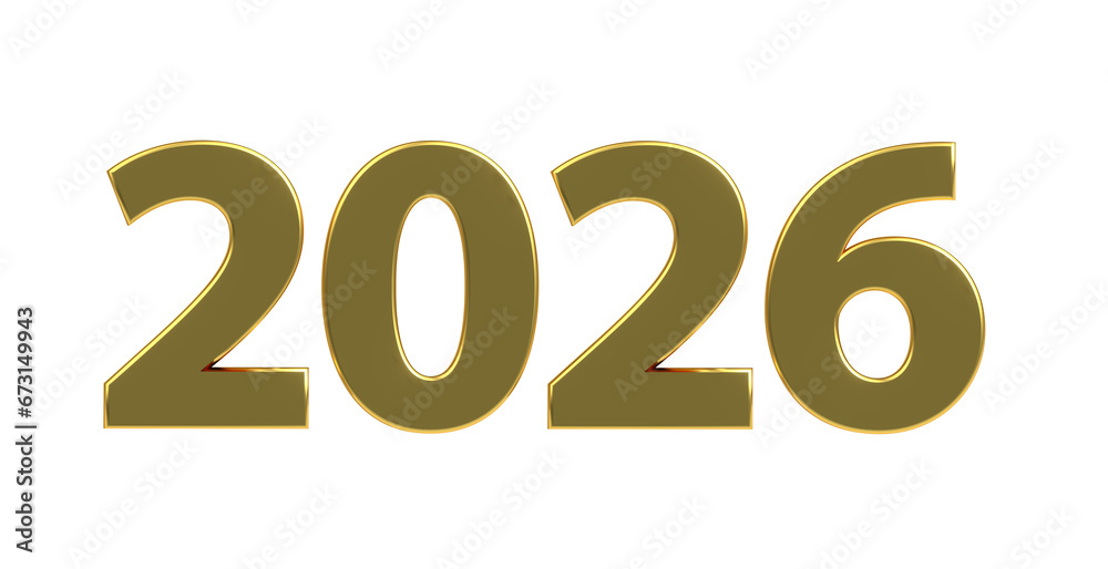  Foto zu 2026 plakative metallische goldene 3D-Schrift, Jahreszahl, Kalender 