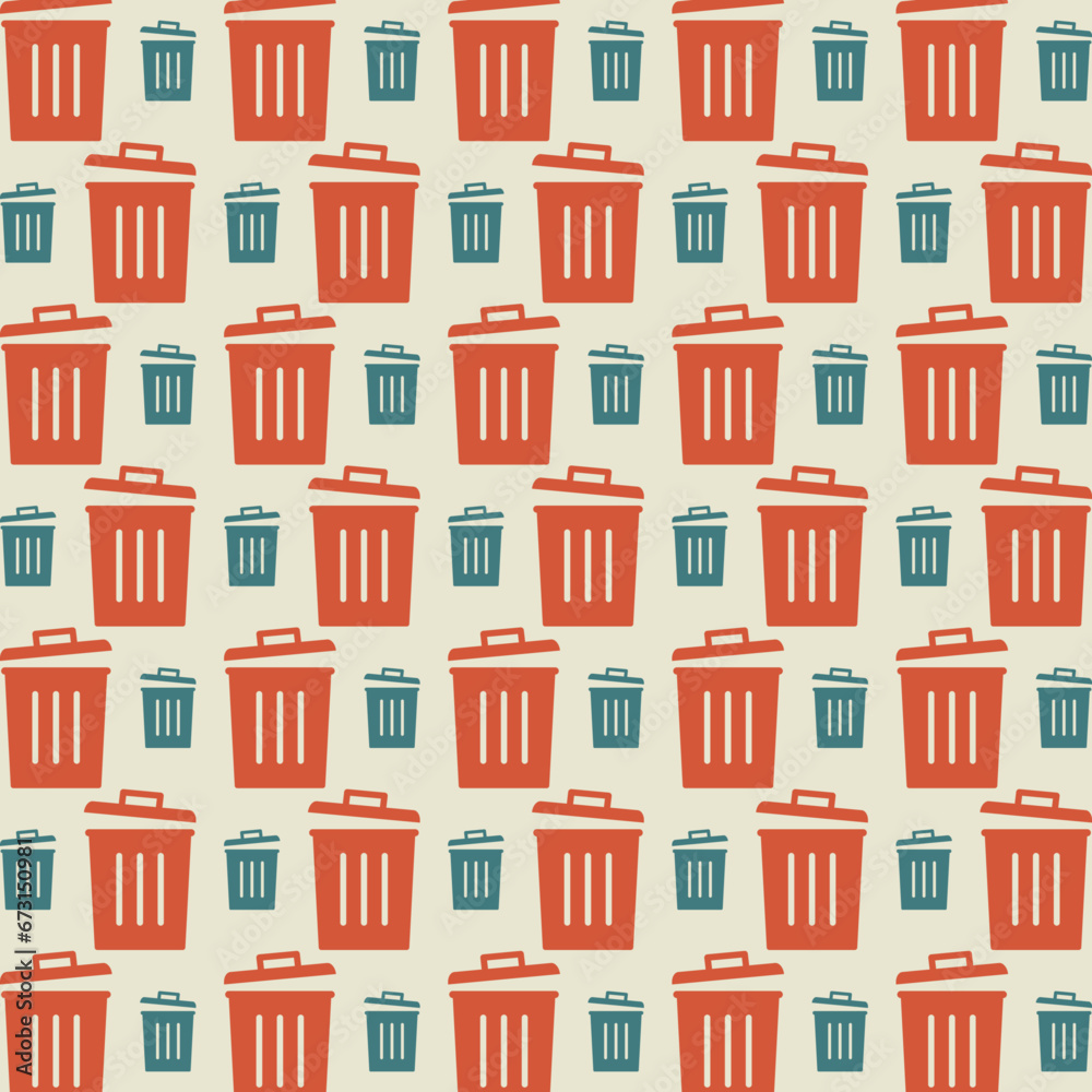 Trash can abstract artwork design trendy seamless pattern vector illustration background