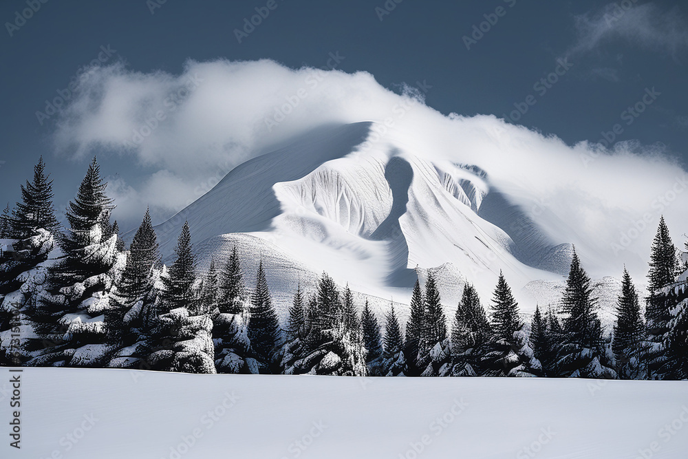 snow covered mountain.Generative AI