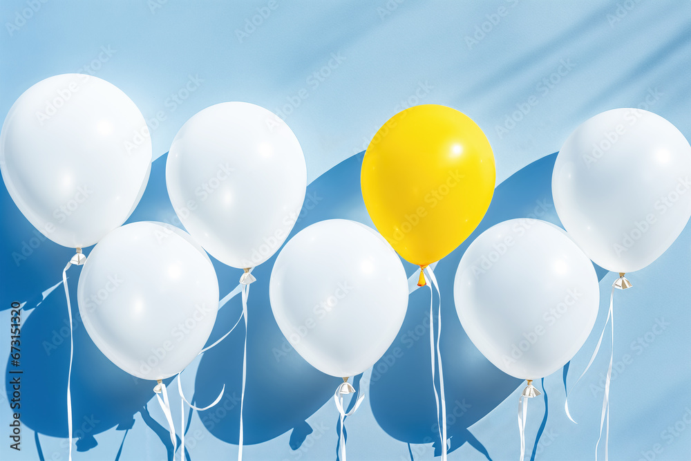 custom made wallpaper toronto digitalStanding out from the crowd concept. Yellow balloon and white balloons against a blue wall