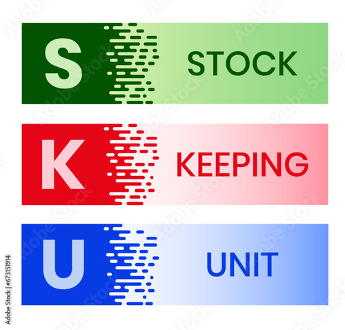 SKU - Stock Keeping Unit acronym. business concept background. vector illustration concept with keywords and icons. lettering illustration with icons for web banner, flyer, landing page