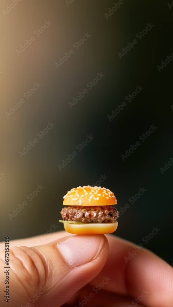 Hamburger miniature en Portion Diététique pour Perte de Poids et Conseil Nutritionnel. Concept nutrition équilibrée