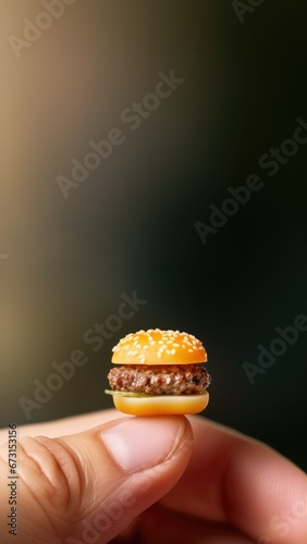 Obraz na płótnie Hamburger miniature en Portion Diététique pour Perte de Poids et Conseil Nutritionnel. Concept nutrition équilibrée w salonie