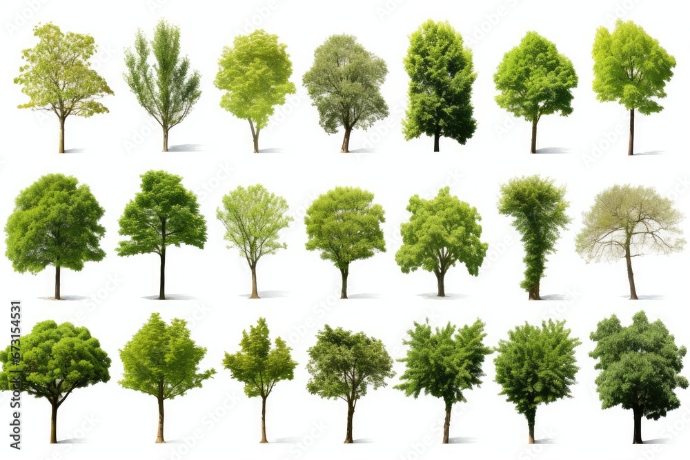 Fototapeta premium Varities of tree isolate on white backgrould