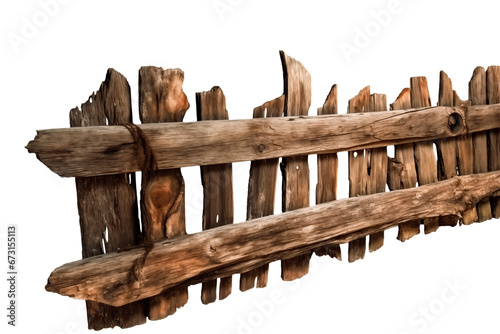 Old wooden fence isolated transparent png photo